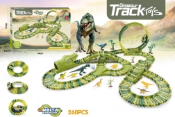 Pista de coches de dinosaurios con coche, 260 piezas