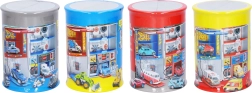 Taller mecánico con coche metálico