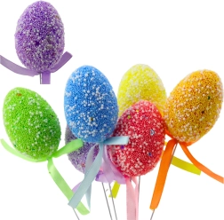 Huevos de Pascua para pinchar con lazo, de colores, 6 uds.