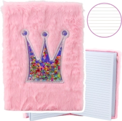 Diario de felpa Corona con confeti Rosa A5