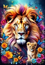 Puzzle Amor materno: leones 1000 piezas