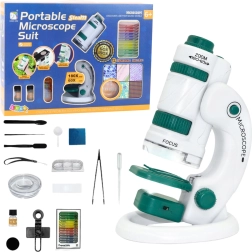 Microscopio educativo portátil para niños 2 en 1 60x/180x con accesorios
