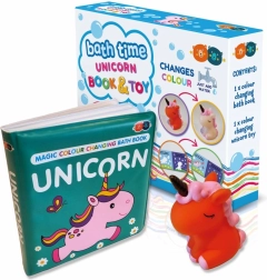 Leporelo mágico de baño que cambia de color con juguete – unicornio