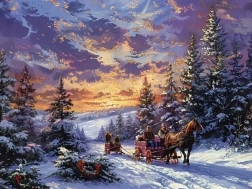 Pintura de diamantes Paseo en trineo 30 × 40 cm
