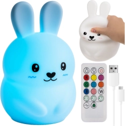 Lámpara de noche para niños LED RGB con mando a distancia – conejito IZOXIS