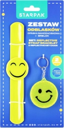 Pulsera reflectante y llavero con carita sonriente