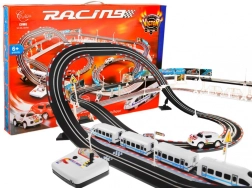Gran pista de carreras 2 en 1 con tren eléctrico