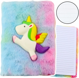 Diario de felpa colorido con unicornio 3D