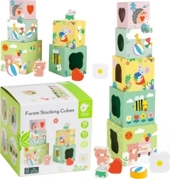 Pirámide clásica con cubos: motivo del bosque para niños