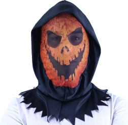 Máscara textil de Halloween de calabaza con capucha