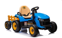 Tractor eléctrico infantil con remolque, azul