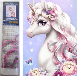Pintura de diamantes Señorita unicornio 30 × 40 cm - Norimpex