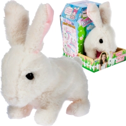 Conejito blanco de peluche a pilas