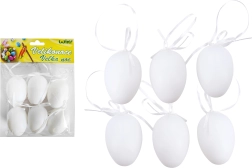 Huevos decorativos de plástico blancos para colgar 6 cm