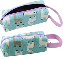 Estuche escolar con llamas azul