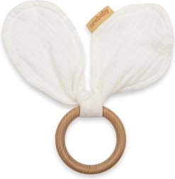Mordedor de madera con muselina New Baby Ears, blanco