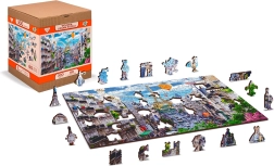 Rompecabezas de madera París bulliciosa 2 en 1, 150 piezas