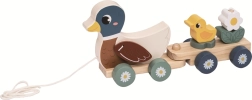 Juguete de madera de arrastre: familia de patos