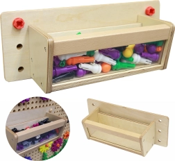 Masterkidz organizador de madera con pared transparente para tableros STEM