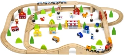 Ferrocarril de madera de 90 piezas