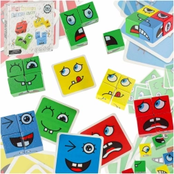 Juego lógico Montessori de caras cambiantes: cubos y cartas de emociones