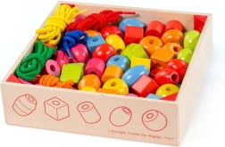Cuentas de madera para ensartar en caja BIGJIGS TOYS