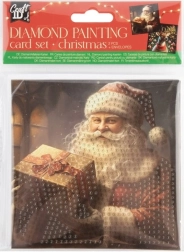 Pintura de diamantes – felicitación navideña Santa y reno 13 × 13 cm