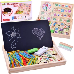 Set educativo de madera con pizarra para matemáticas