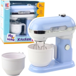 Batidora de cocina infantil con mecanismo giratorio y luces – azul
