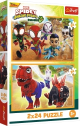 Puzzle 2×24 SPIDEY y dinosaurios Trefl