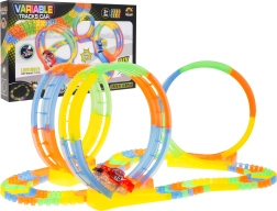 Pista de carreras fluorescente para niños 3+ con coche LED, 3 bucles y 148 piezas