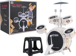 Batería infantil blanca con taburete