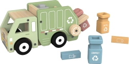 2Kids Toys camión de basura de madera para reciclaje con contenedores