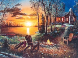 Pintura de diamantes – casa junto al lago 30 × 40 cm