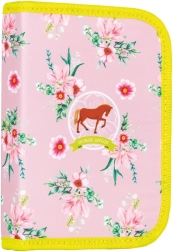 Estuche escolar con motivo de caballo – totalmente equipado, de un piso, con 2 solapas