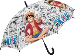 Paraguas automático infantil One Piece con motivo de Luffy, 48,5 cm, negro