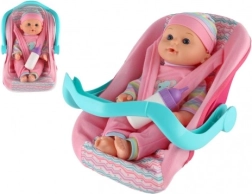 Muñeca bebé 30 cm con portabebés/silla de coche y biberón