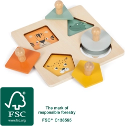 Rompecabezas Montessori de madera con animales y espejo small foot