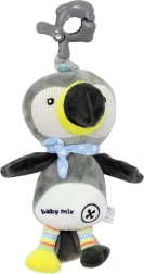 Juguete infantil de peluche con mecanismo musical y clip BABY MIX tucán gris