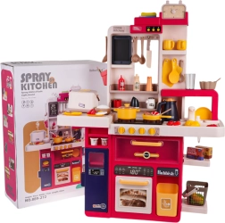Cocina infantil interactiva con vapor, luces y sonidos, 80 piezas – Roja