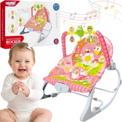 Woopie Baby mecedora vibratoria rosa para bebé con barra de juguetes