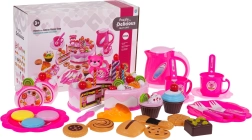 Juego de cumpleaños infantil con pastel y juego de té – Rosa