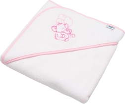 Toalla infantil de rizo con capucha NEW BABY 80 × 80 cm – blanca, elefantito