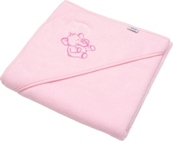 Toalla infantil de rizo con capucha y bordado rosa 80 × 80