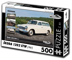 Puzle RETRO-AUTA Škoda 1202 STW coche ambulancia (1961) – 500 piezas