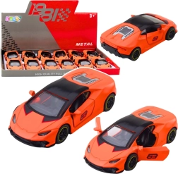 Coche deportivo metálico 1:43 con motor de retroceso (pull-back), naranja