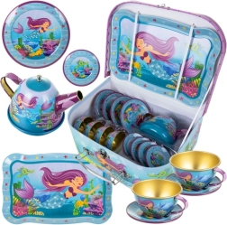 Juego de té infantil con sirena en maletín metálico