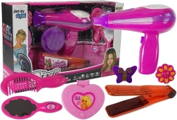 Set de belleza con accesorios secador y plancha rosa