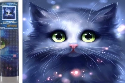 Pintura de diamantes gatito gris 30 × 40 cm