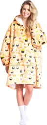 Cozy Noxxiez manta sudadera con capucha sushi – manta poncho oversize